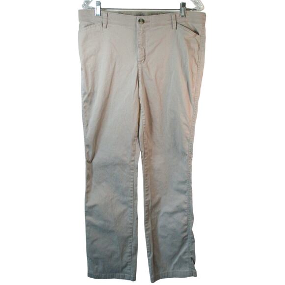 Lee Riders Women's Tan Mid Rise Straight Leg Stretch Waist Zip Pants Size 14 - Picture 1 of 9